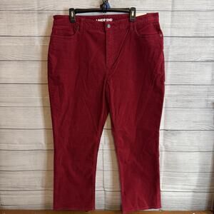 Lands End Women Size 18P Pants‎ Red Corduroy Bootcut Mid Rise Cotton Stretch